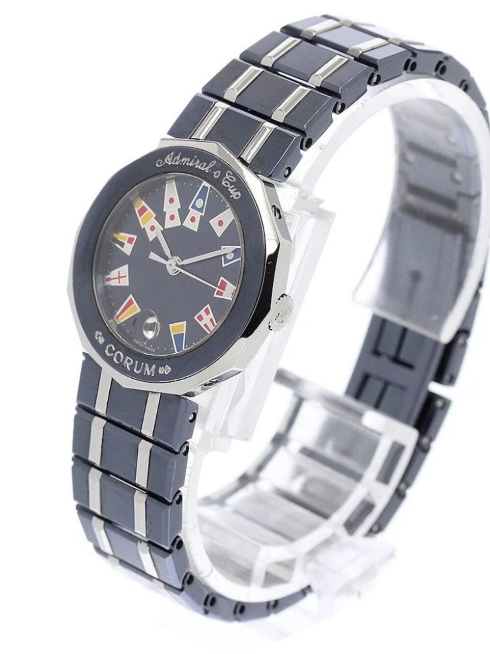 CORUM Admirals cup 39.610.30V050 Date Navy Dial Quartz Ladies Watch_966751